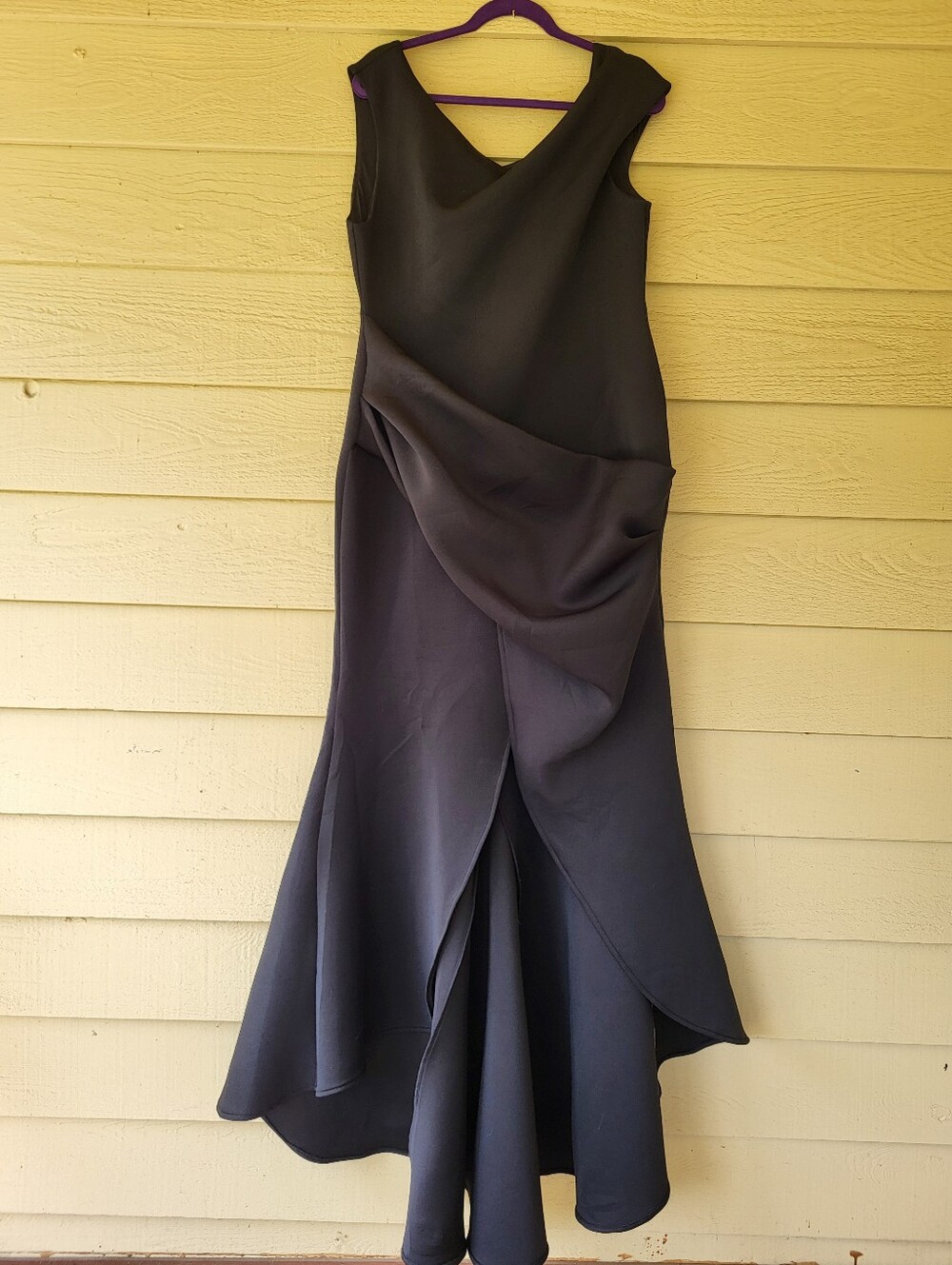 ASOS Black Sculpted Ruched Scuba Maxi Dress Size 14 NWT High-Low - Picture 1 of 16